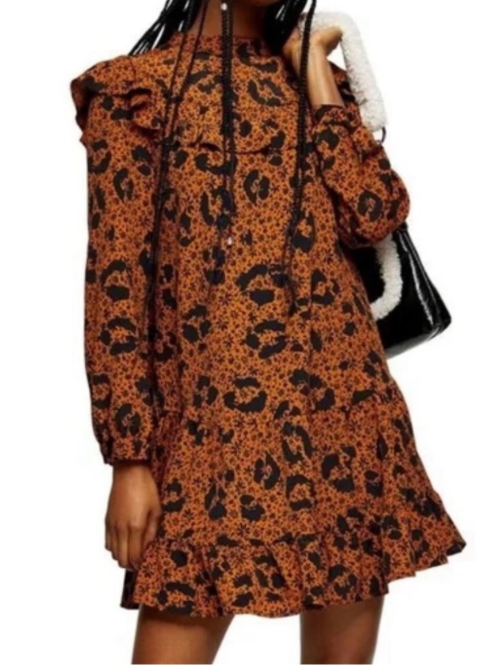 Top Shop ruffle detail patterned mini dress